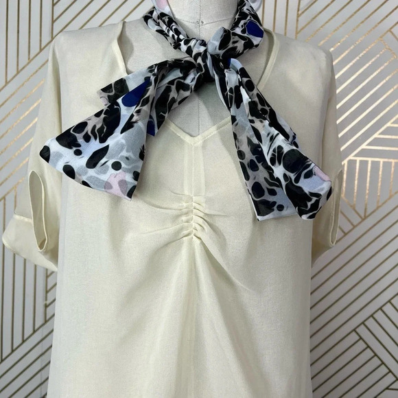 Just Cavalli Ivory See Through Scarf Decorated Blouse Top Size 42 / US 6 - Picture 4 of 12